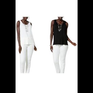 WynneLayers Women's 2pk Scoop Neck Tank Cloud/Black - Regular